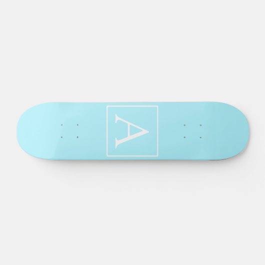 Simple Sky Blue Monogram Skateboard (Horizontal)