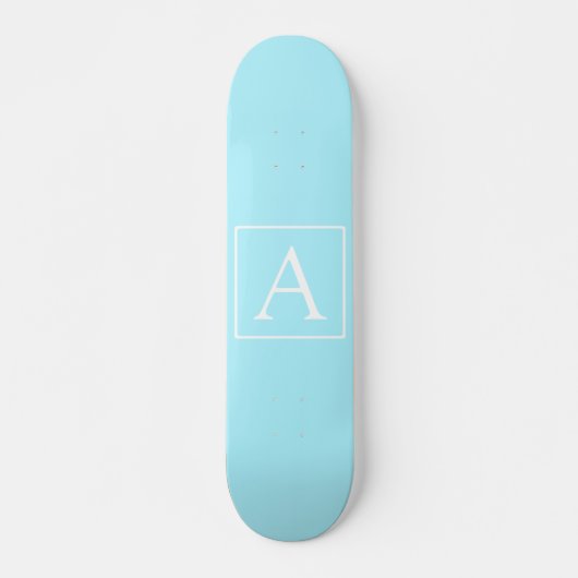 Simple Sky Blue Monogram Skateboard (Vorne)