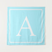 Simple Sky Blue Monogram Wandteppich (Vorderseite)