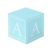 Simple Sky Blue Monogram Würfel (Rückseite Schrägansicht)