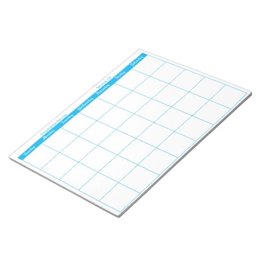 Simple Sky Blue Thin Border Name Monatsplaner Notizblock (angewinkelt)