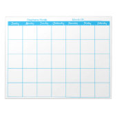 Simple Sky Blue Thin Border Name Monatsplaner Notizblock (Vorderseite)