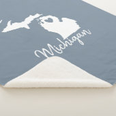 Simple Slate Blue Michigan Zuhause Staat Map Fleec Sherpadecke (3/4)