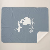 Simple Slate Blue Michigan Zuhause Staat Map Fleec Sherpadecke (Vorderseite (Horizontal))