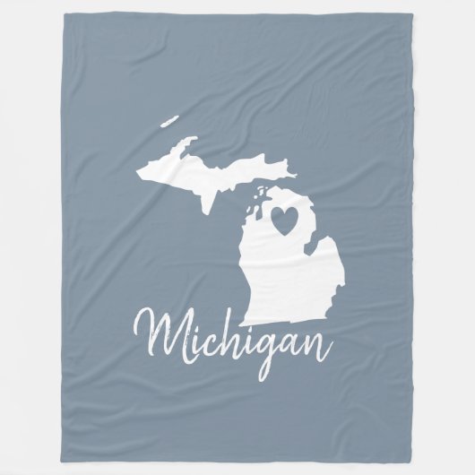 Simple Slate Blue Michigan Zuhause Staaten Map Fleecedecke (Vorderseite)