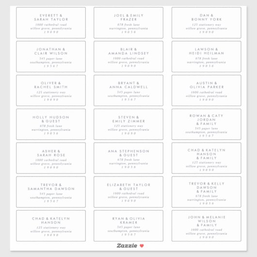 Simple Slate Blue Wedding Guest Address Labels (Blatt)