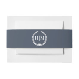 Simple Slate Navy Blue Monogram Invitation Einladungsbanderole