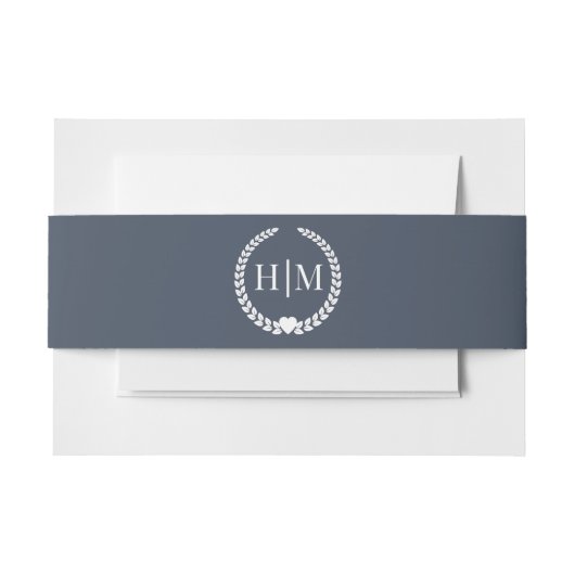 Simple Slate Navy Blue Monogram Invitation Einladungsbanderole (Vorderseite Beispiel)