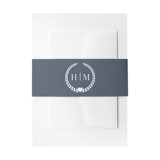 Simple Slate Navy Blue Monogram Invitation Einladungsbanderole (Vorderseite Beispiel)