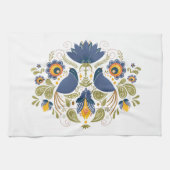 Simple Slavic Folk Bluebird Art Geschirrtuch (Horizontal)