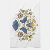 Simple Slavic Folk Bluebird Art Geschirrtuch (Vertikal)