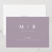 Simple Sleek Lavender Monogram Wedding Rettete The Save The Date (Vorne/Hinten)