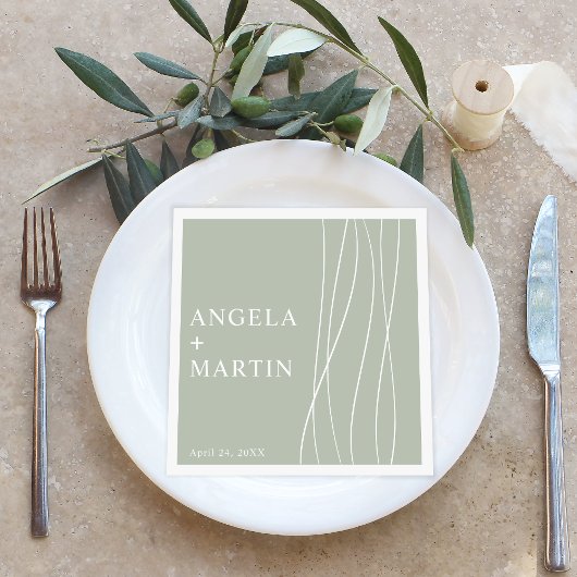 Simple Sleek Lines Dusty Sage Paper Dinner Napkins Serviette
