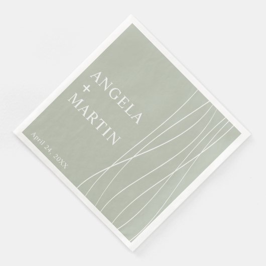 Simple Sleek Lines Dusty Sage Paper Dinner Napkins Serviette (Ecke)