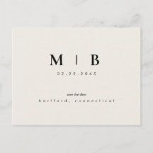Simple Sleek Monogram Beige Save the Date Hochzeit
