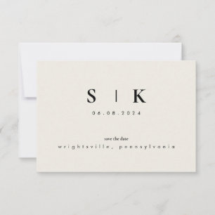Simple Sleek Monogram Beige Save the Date III