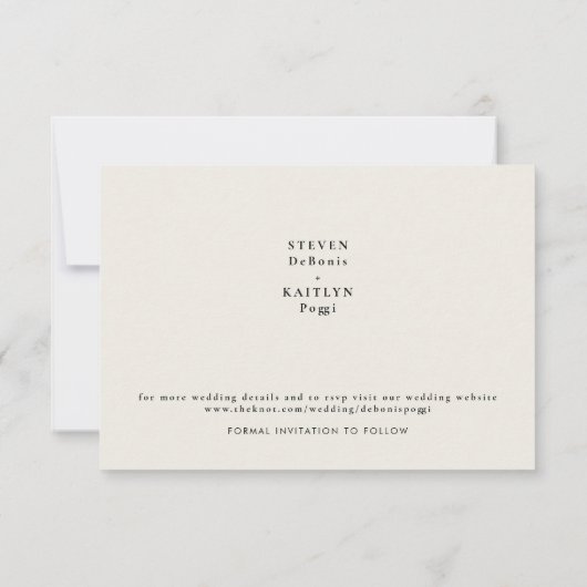 Simple Sleek Monogram Beige Save the Date VI (Rückseite)