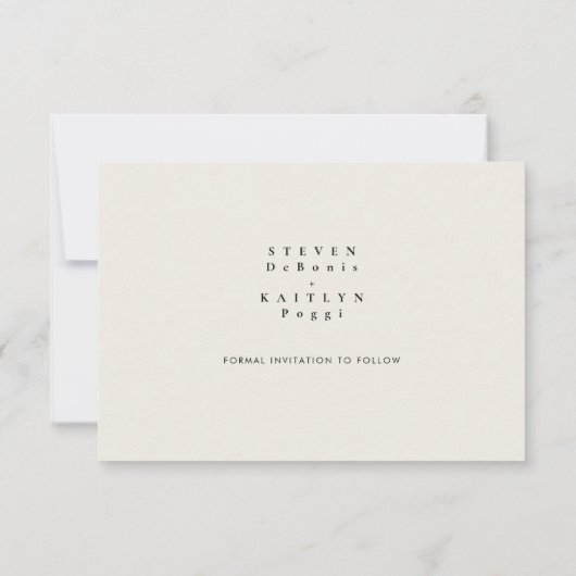 Simple Sleek Monogram Beige Save the Date VI (Rückseite)