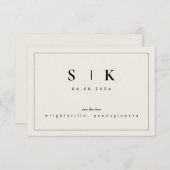 Simple Sleek Monogram Beige Save the Date VI (Vorne/Hinten)