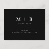 Simple Sleek Monogram Black Save the Date QR Postkarte (Vorderseite)