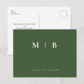 Simple Sleek Monogram Christmas Postkarte (Vorne/Hinten)