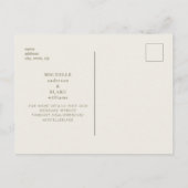 Simple Sleek Monogram Cream Save the Date Hochzeit Ankündigungspostkarte (Rückseite)