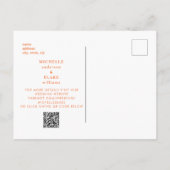 Simple Sleek Monogram Orange Save the Date Hochzei Ankündigungspostkarte (Rückseite)