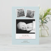 Simple Snapshots Baby Birth Announcement (Blau) Ankündigung (Stehend Vorderseite)