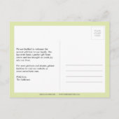 Simple Snapshots Baby Birth Announcement (Green) Ankündigungspostkarte (Rückseite)