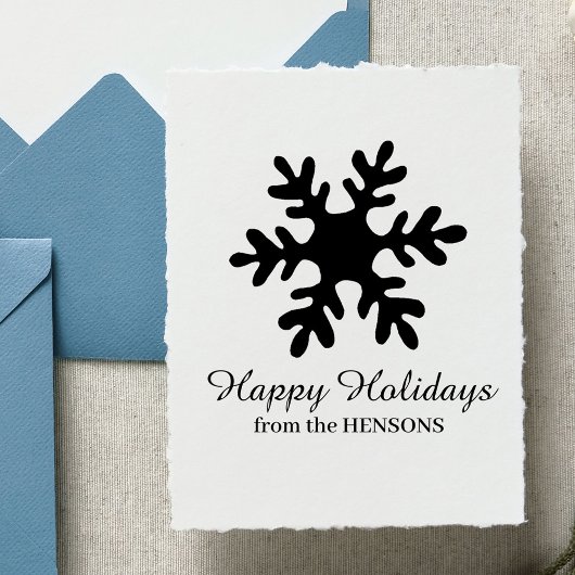 Simple Snowflake Family Name Script Holiday Gummistempel