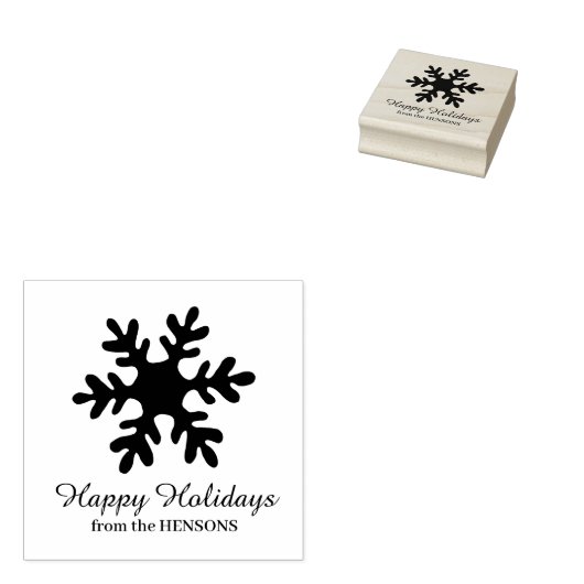 Simple Snowflake Family Name Script Holiday Gummistempel (Stempel)