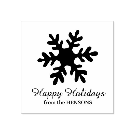 Simple Snowflake Family Name Script Holiday Gummistempel (Prägung)