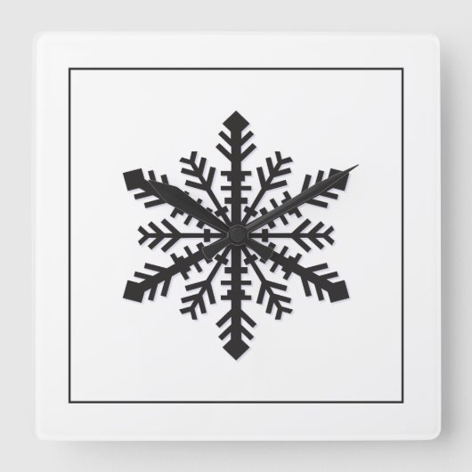 Simple Snowflake Quadratische Wanduhr (Vorderseite)
