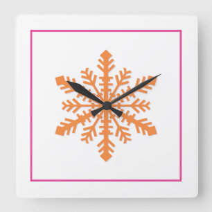 Simple Snowflake Quadratische Wanduhr