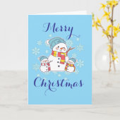 Simple Snowman Blue Holiday Personalize Karte (Gelbe Blume)