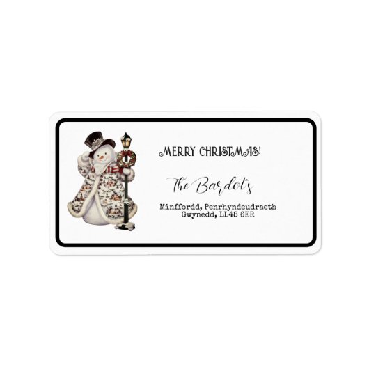 Simple Snowman Lamp Post Adressaufkleber (Vorne)