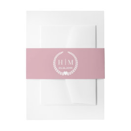 Simple Soft Antique Rose Monogram Invitation Einladungsbanderole