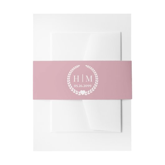 Simple Soft Antique Rose Monogram Invitation Einladungsbanderole (Vorderseite Beispiel)