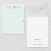 Simple Soft Sky Blue Aqua Necklace Earring Display Visitenkarte (Vorne/Hinten)