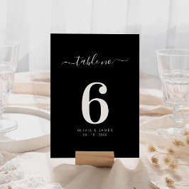 Simple Solid Color Black Wedding Table Number Tischnummer