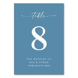 Simple Solid Color Light Navy Blue Wedding Table  Tischnummer