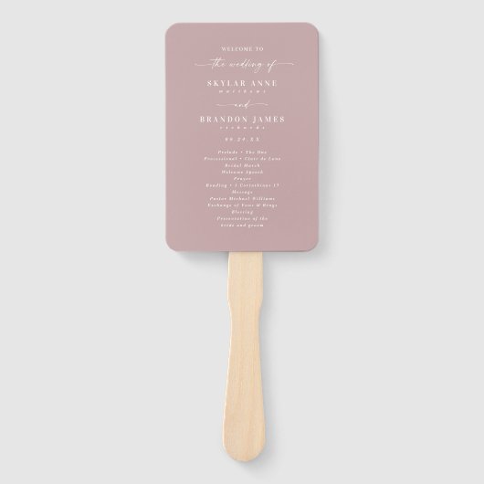Simple Solid Dusty Mauve Wedding Zeremony Program Fächer (Vorderseite)