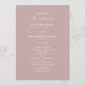 Simple Solid Dusty Mauve Wedding Zeremony Program Programm (Vorderseite)