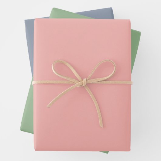 Simple Solid Melon Pink Cambridge Blue Cool Grau Geschenkpapier Set (Beispiel)