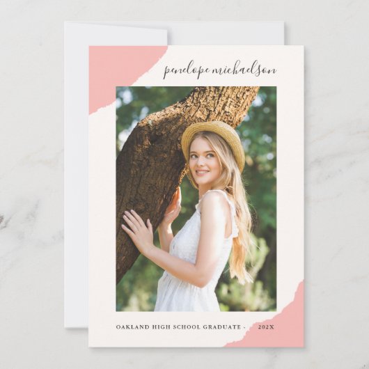 Simple Splashes Pink Foto Graduation Party Einladung (Vorderseite)