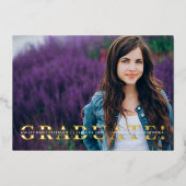 Simple Split Gold Script Foto Abschluss Foil I Folieneinladung (Vorderseite)