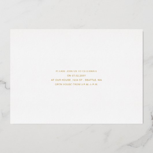 Simple Split Gold Script Foto Abschluss Foil I Folieneinladung (Rückseite)