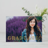 Simple Split Gold Script Foto Abschluss Foil I Folieneinladung (Stehend vorne)