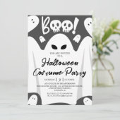 Simple Spooky Boo Ghost Halloween Kostüm Party Einladung (Stehend Vorderseite)