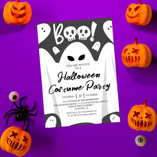 Simple Spooky Boo Ghost Halloween Kostüm Party Einladung